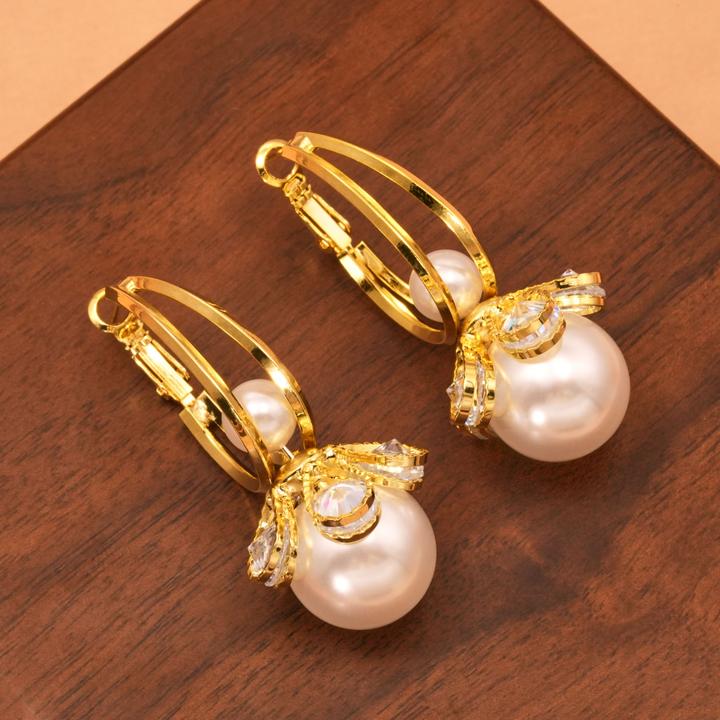 铜合金合成锆石耳饰 一款多带耳坠时尚奢华气质小众珍珠耳环女ins