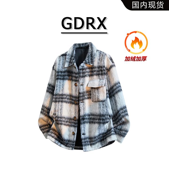GDRX潮流美式男款加绒夹克2025秋冬款流苏小香风高级感毛呢外套