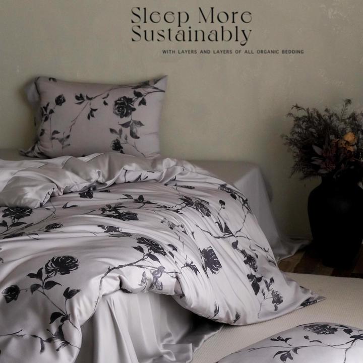 新品高级复古风长绒棉四件套美式数码印花纽扣被套床单