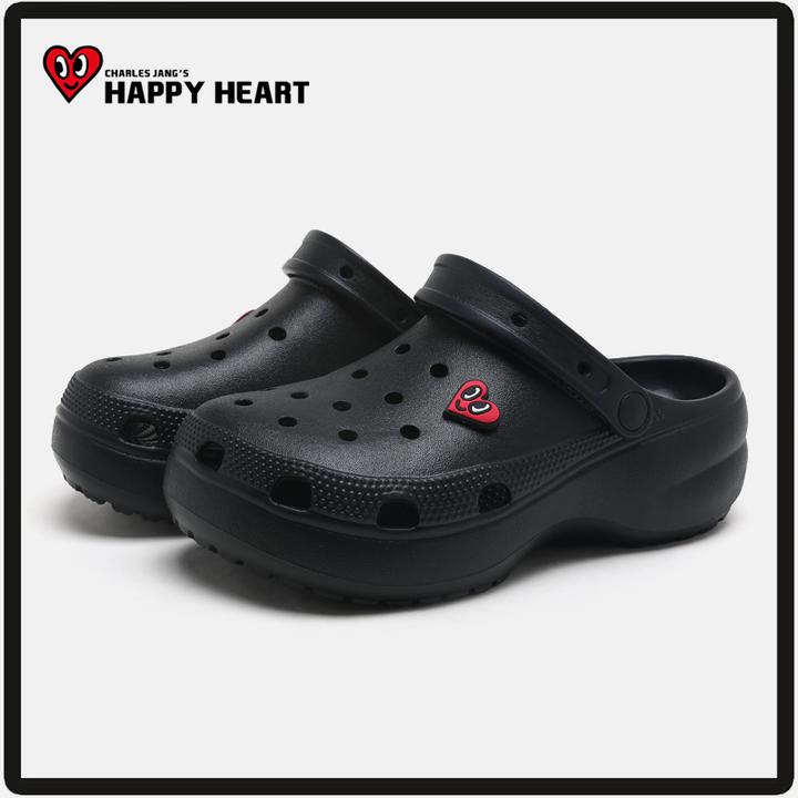 查尔斯桃心云朵洞洞鞋女明星同款百搭鞋子一脚蹬外穿拖鞋增高凉鞋