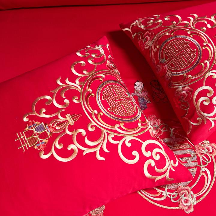 【登喜鸟】中式婚庆单独靠枕套靠垫枕靠套结婚刺绣抱枕婚房喜庆枕套