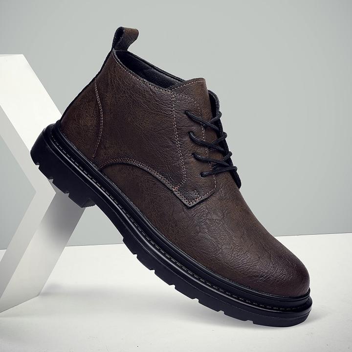 HEANEDUCK冬季马丁靴男士真皮加绒英伦风皮靴秋季低帮短靴子男款