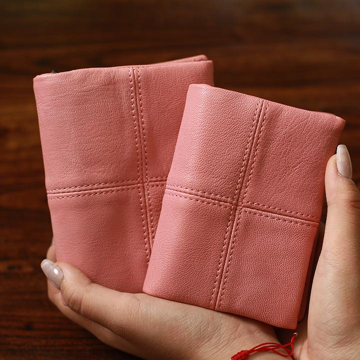 蓝旗格格真皮山羊皮可平摊手帐本活页本A7A6柔软手账日程本m5对折