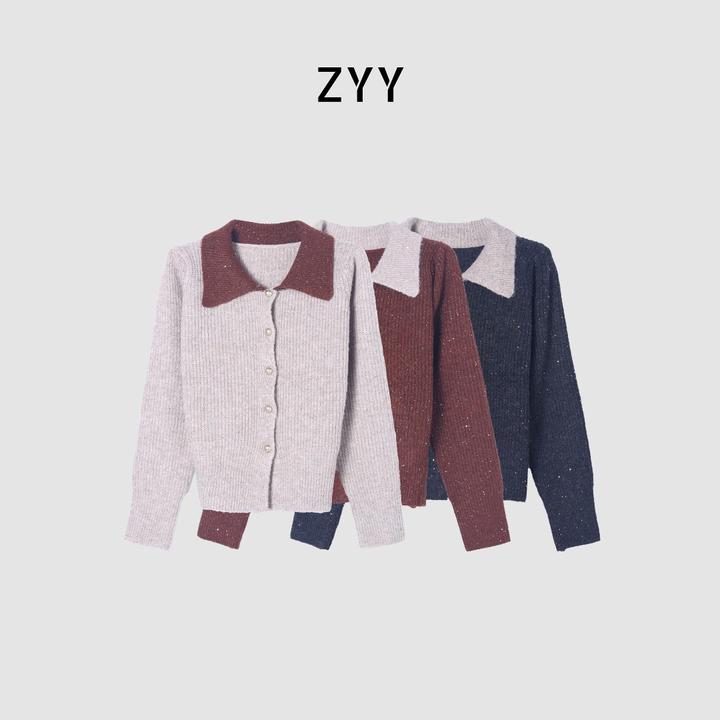 ZYY【枯木逢春】2025S/S小香风撞色气质翻领针织开衫X25DMY05584