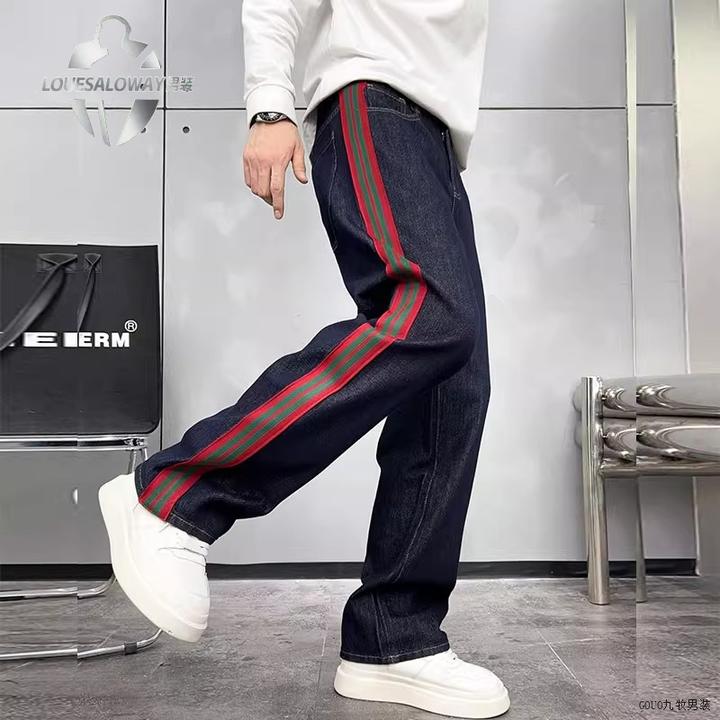 宽松直筒男士长裤秋冬裤子时尚潮流休闲牛仔裤百搭水洗运动风格