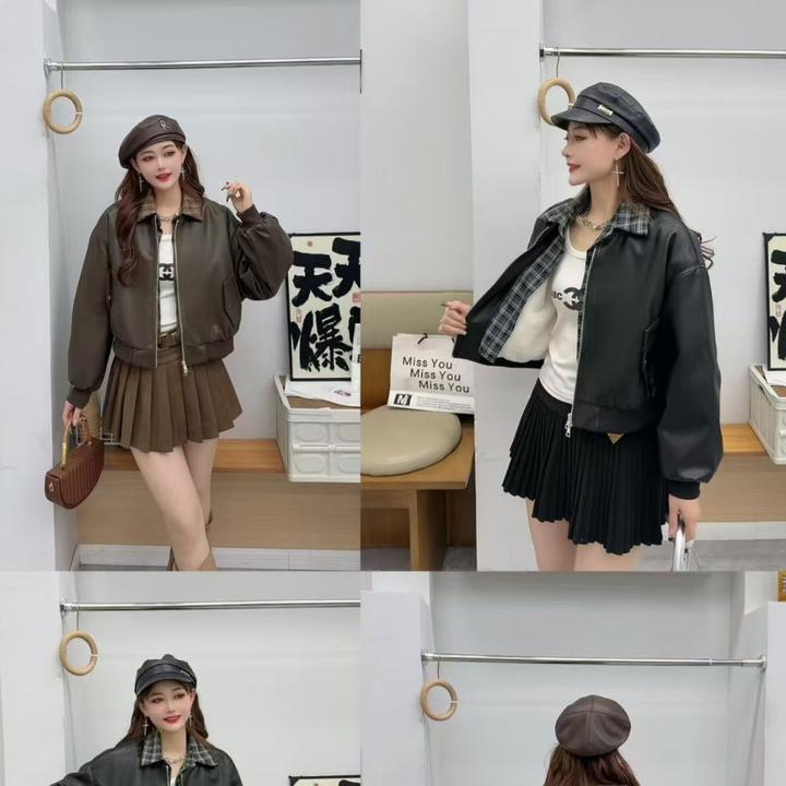 小个子定制冬季加毛加厚假两件短款时尚皮衣外套