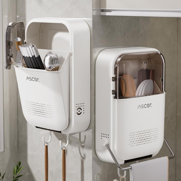 筷子筒家用带盖防尘沥水筷子收纳盒壁挂式厨房筷子勺子置物架筷笼