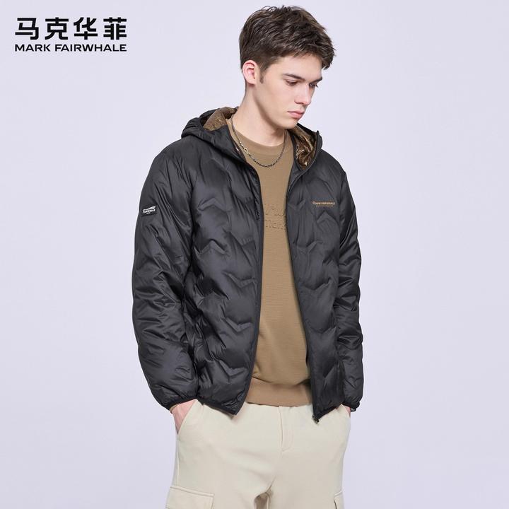 马克华菲黑金石墨烯轻薄羽绒服男2025秋冬新款保暖防风连帽外套