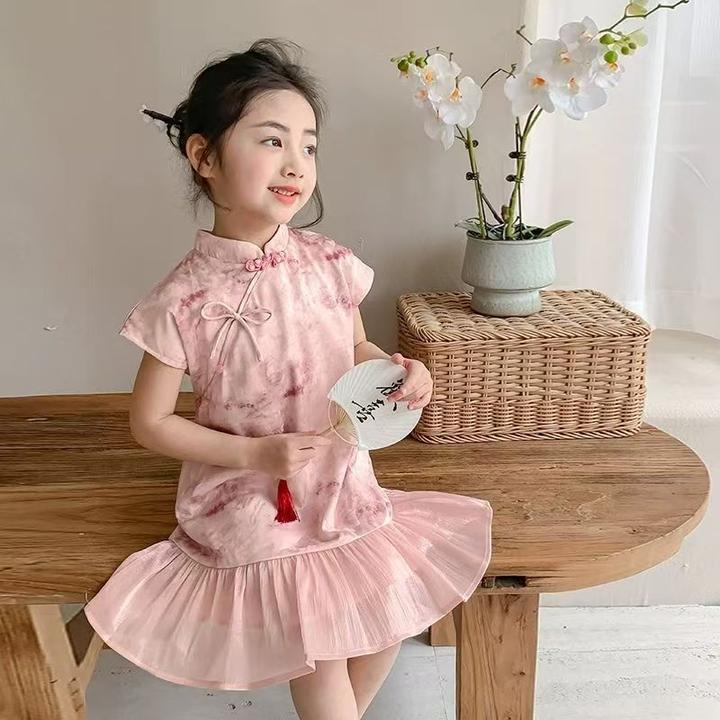 女童旗袍裙夏季新款中国风复古洋气连衣裙甜美风K1