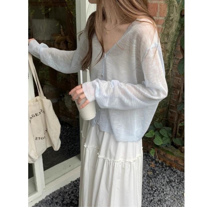 空调披肩夏季新款冰丝针织防晒开衫薄款配吊带裙的外搭罩衫小外套