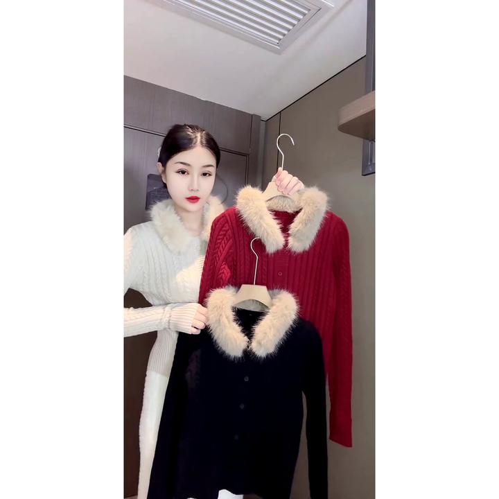 纯欲风网红款显瘦气质修身毛边领长袖麻花美腰毛衣