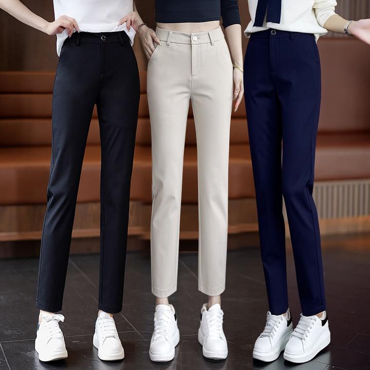 秋冬加绒加厚裤子女2025新款宽松显瘦黑色直筒小个子休闲裤烟管裤