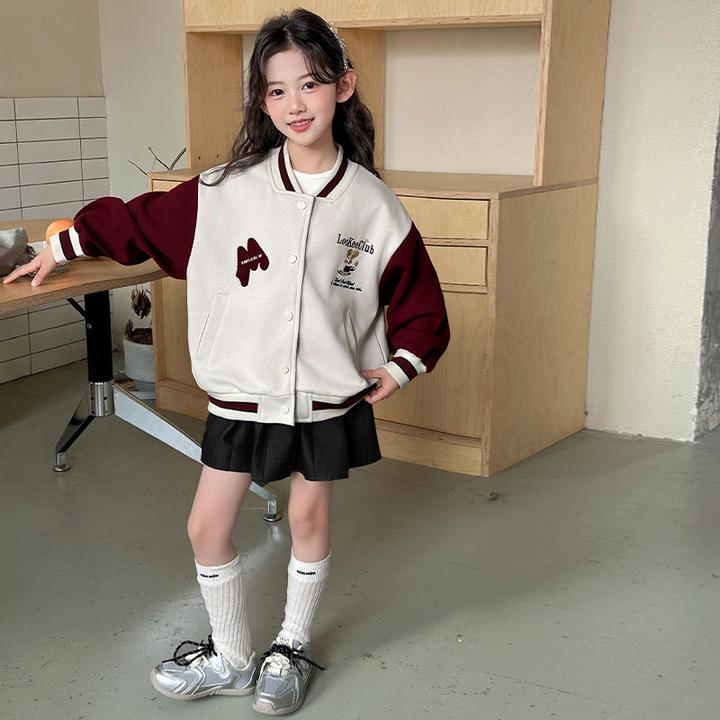 女童外套春秋2025新款棒球洋气休闲夹克上衣时髦女孩儿童秋装外套