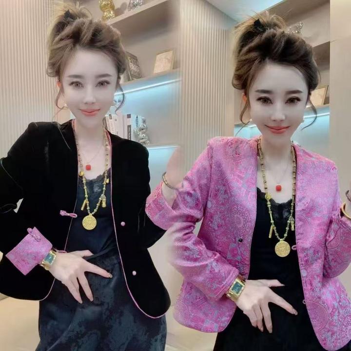 新中式国风盘扣丝绒双面穿短外套女2025秋季高品质时尚外套上衣