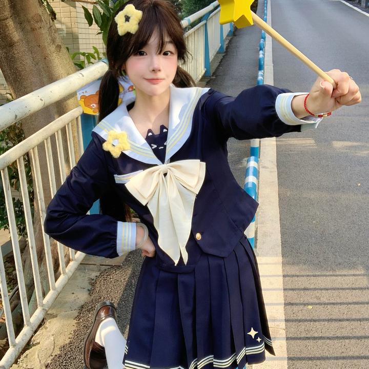 【甜星喵】小甜也JK原创制服学生装收腰水手服秋季学院风日系绀色