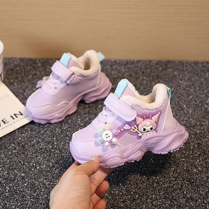 冬季皮面加绒童鞋女童鞋子加厚防水保暖棉鞋公主鞋软底幼儿学步鞋
