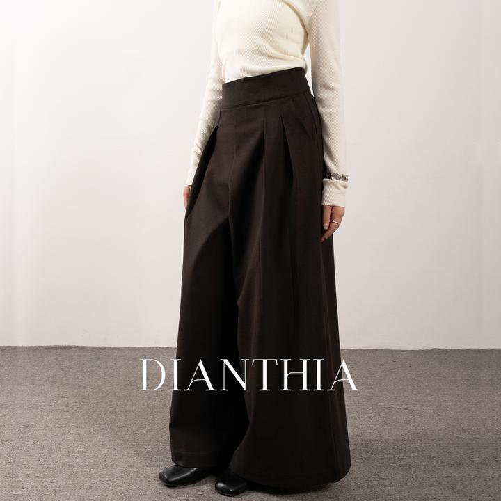 DianTian毛呢阔腿西装裤女2025秋新款高腰设计感垂感休闲长裤