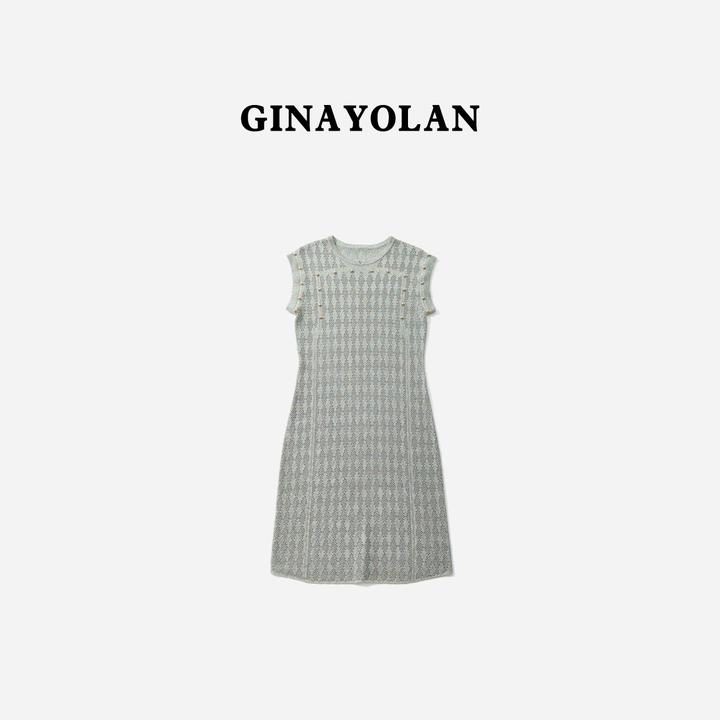 GINAYOLAN/瑾颜【意大利进口珍珠纱线】女装连衣裙气碎花气质夏季