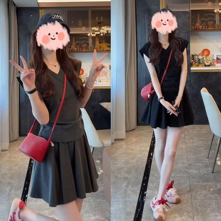 洋气衣服女2025夏季坎肩收腰显瘦上衣百搭松紧腰半身休闲气质套装