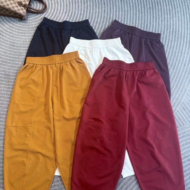 显瘦时尚百搭休闲裤夏季哈伦裤8分裤纯色女士宽松裤子