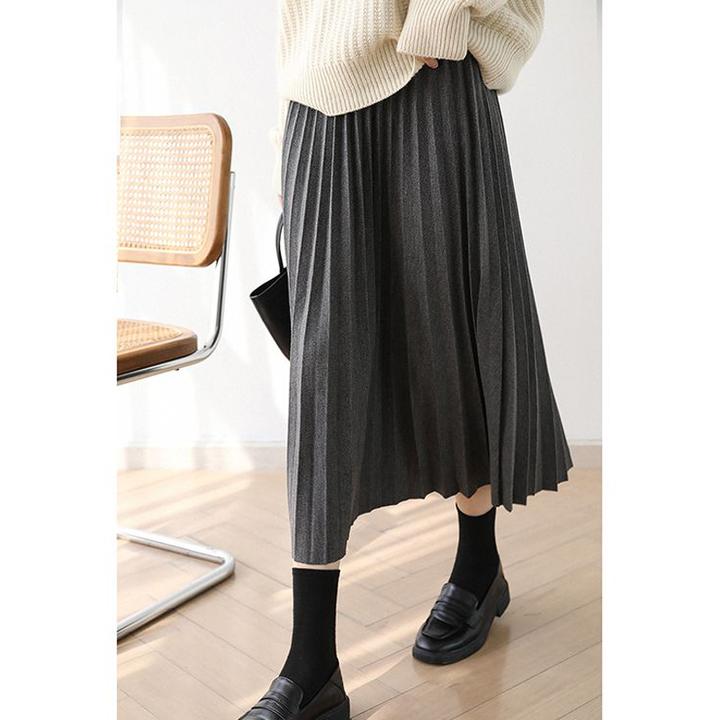 KALUOLAI/卡洛莱秋冬款高腰垂感修身显瘦百搭遮胯中长款半身裙女