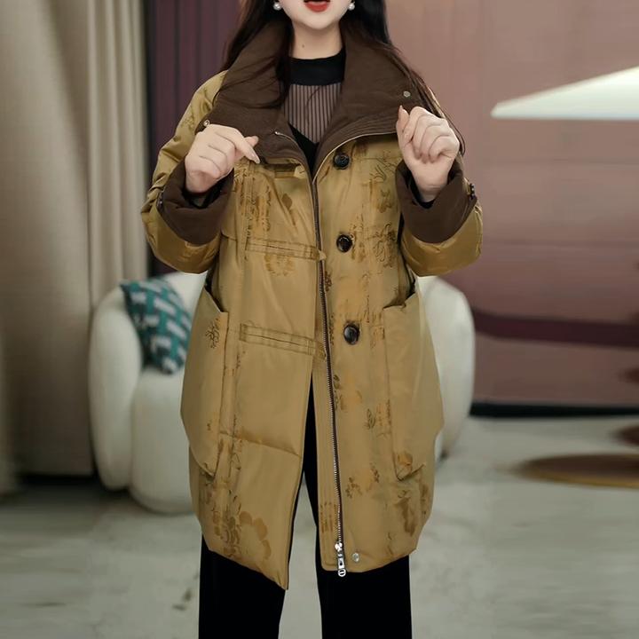 国风时尚百搭大码羽绒服2025冬季新款女士休闲显瘦保暖白鸭绒外套