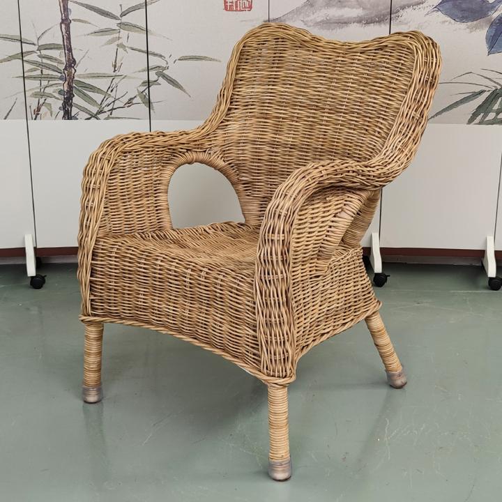 汉中藤编藤椅天然真藤老人藤编家用靠背藤椅子阳台单人腾椅三件套