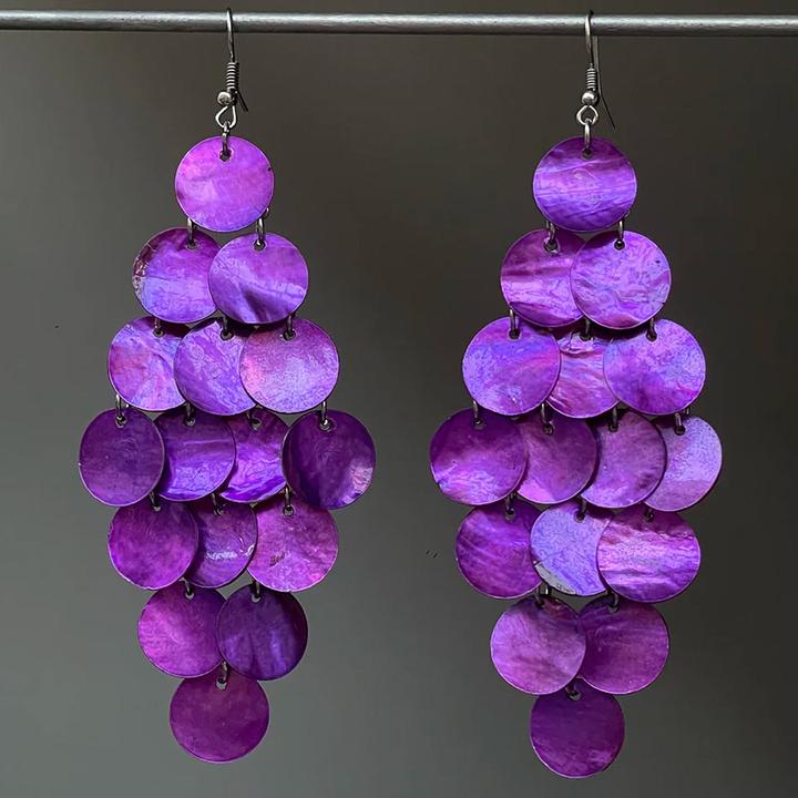 铜合金锆石耳饰 镶紫色蝴蝶花朵流苏耳钩精致时尚百搭耳环小众高