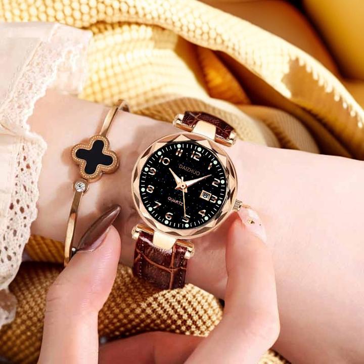 送老婆女士手表送礼物简约网红潮流数字星空石英表皮带防水腕表