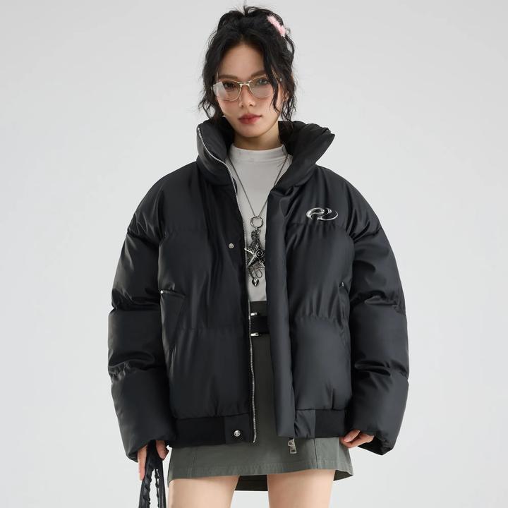 美式高街boxy短款廓形PU保暖防风日常秋冬通勤休闲长袖面包皮棉服