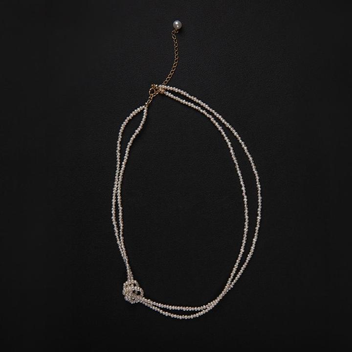 铜合金吊坠 仿珍珠项链双层叠戴新款轻奢小众高级感锁骨链