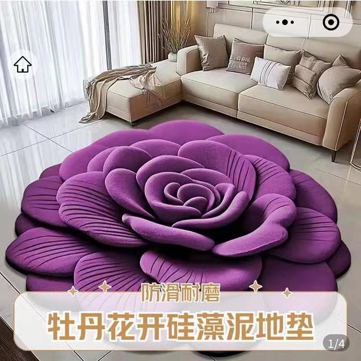 【防水防滑】3D立体牡丹花开硅藻泥地垫2025新卫生间入户吸水防滑垫