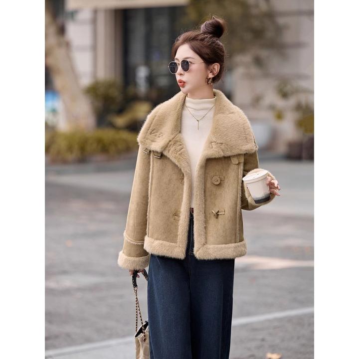 秋季仿羊羔毛短外套女2025冬天新款时尚复古洋气加厚保暖皮毛一体