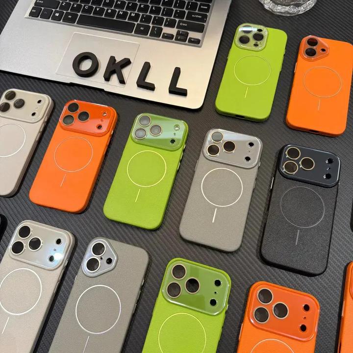 荔枝纹磁吸适用苹果17promax手机壳简约全包超薄防摔16pro保护套