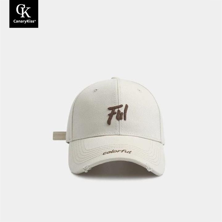 Canary Kiss设计师联名款 破洞硬顶棒球帽子女街头百搭潮牌鸭舌帽