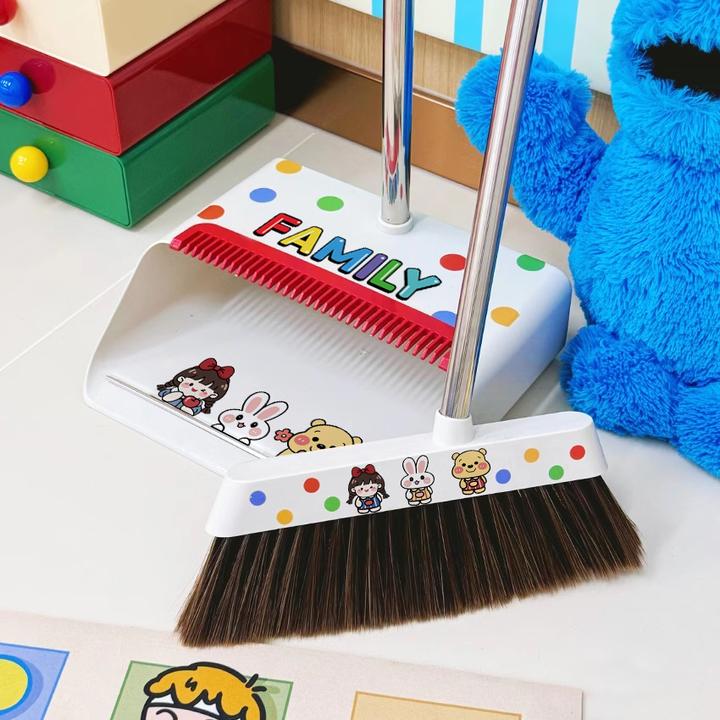 西邮哥【新疆包邮】扫把簸箕套装多巴胺新款家用扫地扫帚不沾头发撮