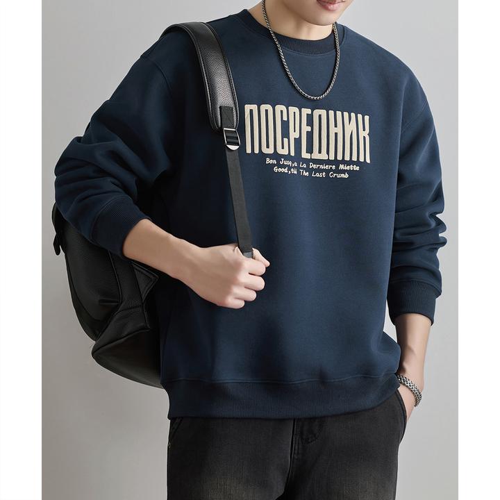 U&PURA420G重磅美式宽松圆领卫衣男秋季2025新款潮流字母印花上衣