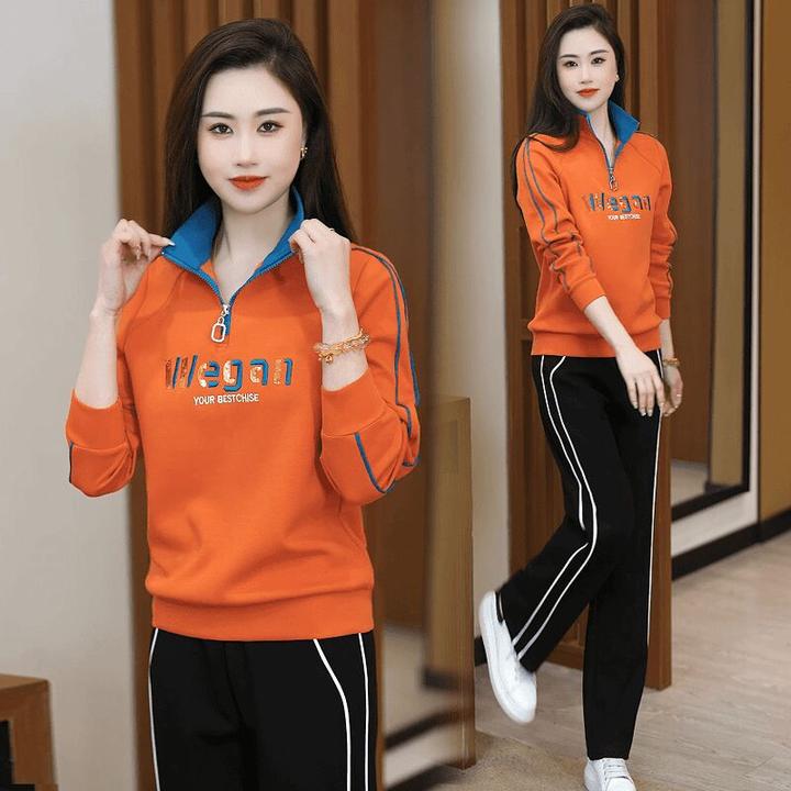 200斤微胖mm休闲套装女士春秋大码宽松显瘦遮肉洋气质妈妈运动服