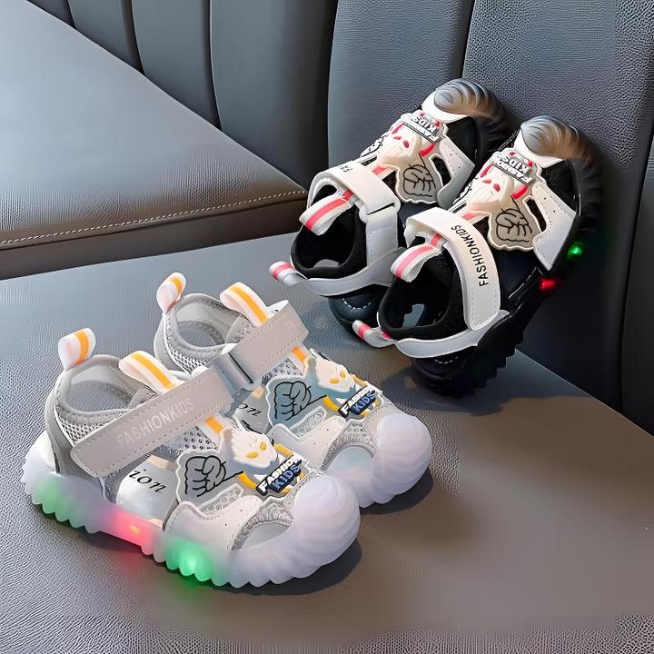 儿童新款防滑透气卡通风学步鞋夏季小童男童沙滩鞋软底包头凉鞋男