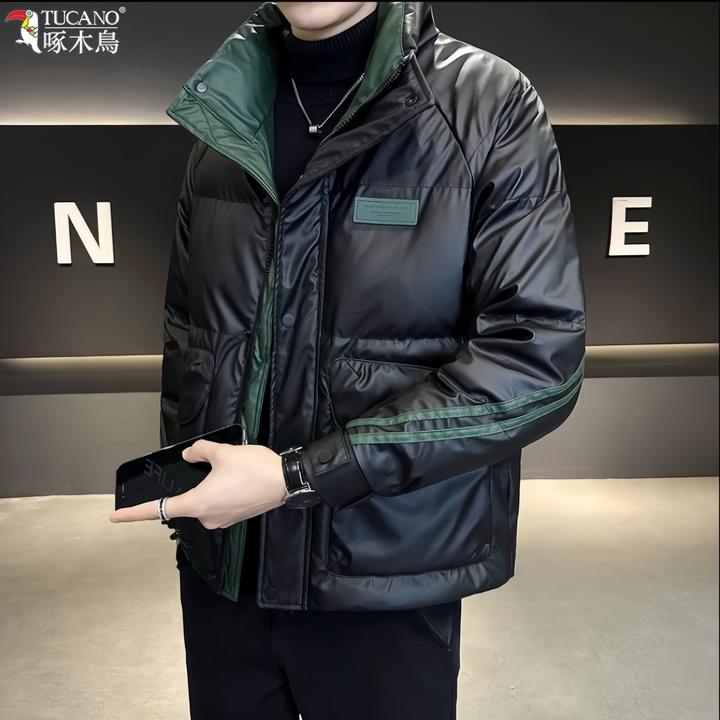 TUCANO/啄木鳥冬季新款男士PU皮保暖防寒服立领加厚修身短款冬装