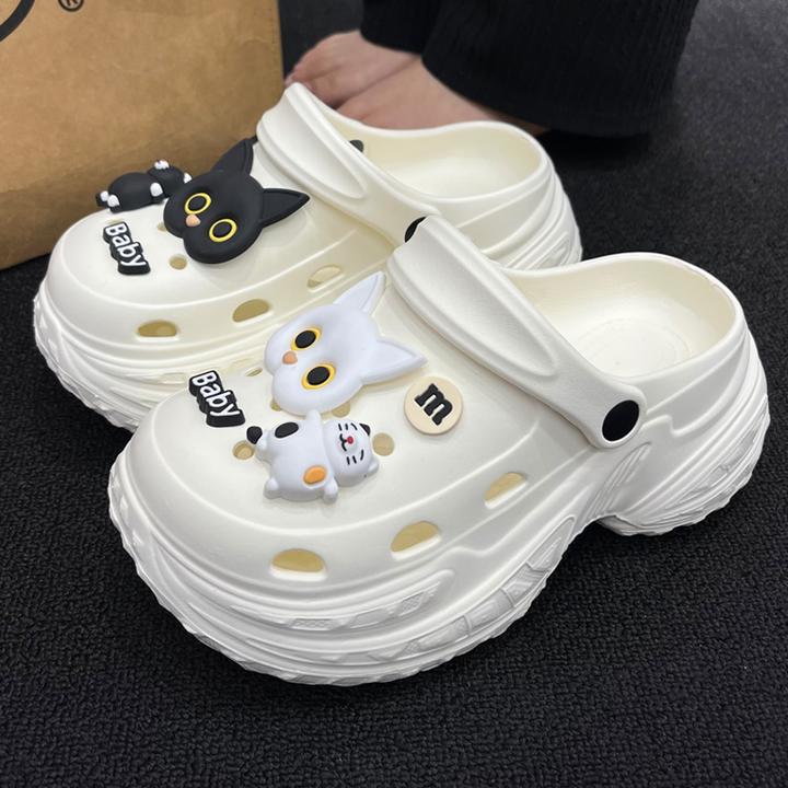 十一步7cm厚底增高洞洞鞋女款2025夏季新款爆款防滑外穿拖鞋女鞋