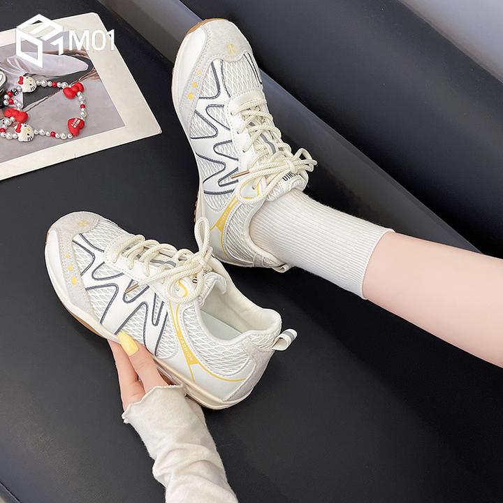 M01秋季新款厚底德训鞋女白色显脚小休闲板鞋机能运动阿甘老爹鞋