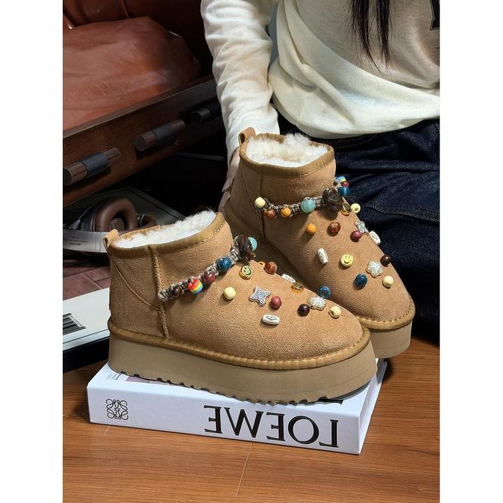爆款加厚保暖雪地靴女2025冬季新款加绒休闲短靴厚底可爱东北棉鞋