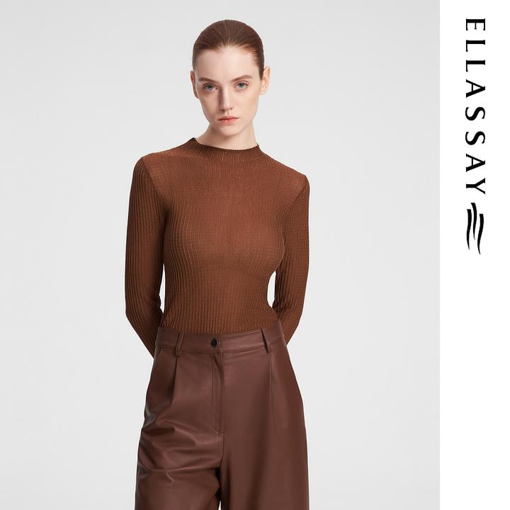 ELLASSAY歌力思秋冬新款半高领百搭修身打底针织衫女EWF354M04700