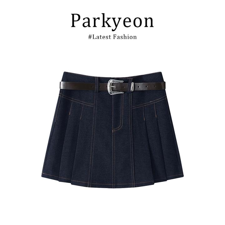 parkyeon韩版小香风气质针织POLO领短袖上衣洋气休闲半身裙两件套