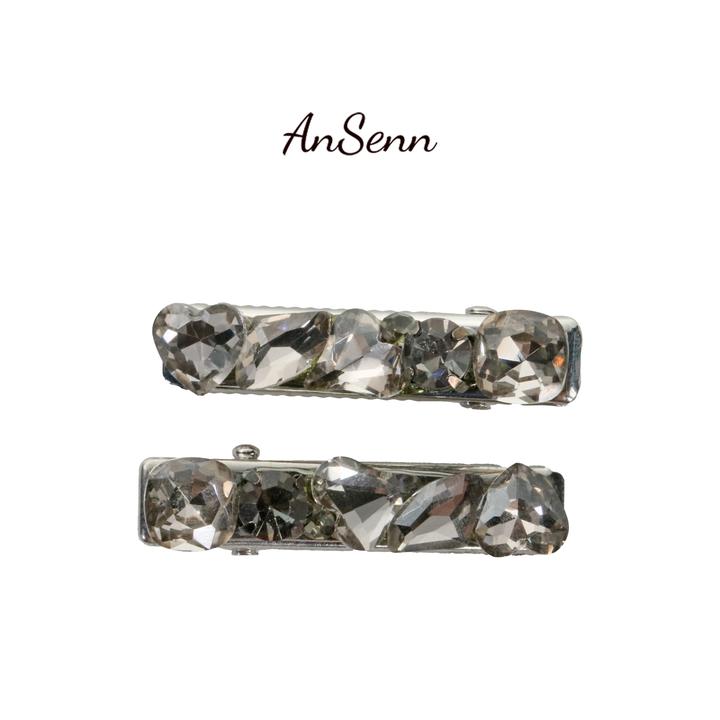 八字刘海夹侧边夹女前额精致网红复古碎发专用夹水钻鸭嘴夹（一对）