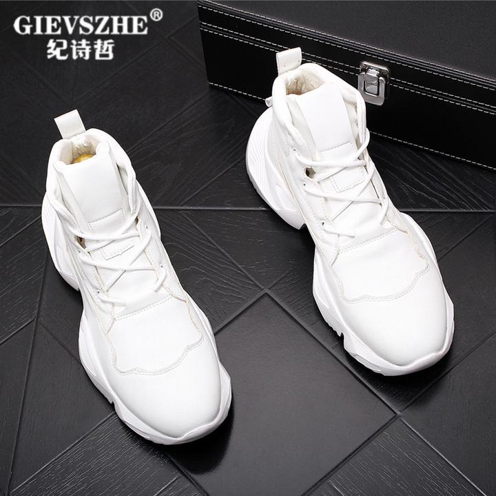 【轻奢雅痞】纪诗哲潮流休闲鞋冬季高帮板鞋白色中邦短靴运动马丁靴