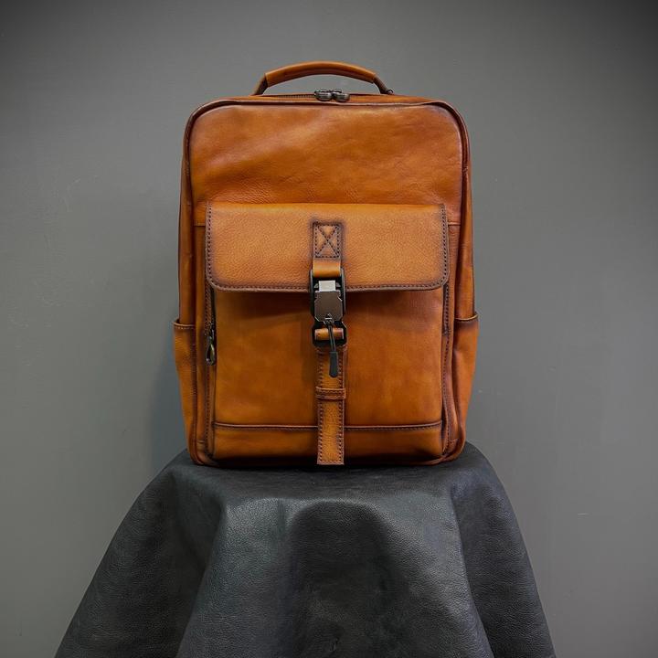 【米鹿皮具】男士复古头层牛皮双肩背包（90017）尺寸高38宽28底部14