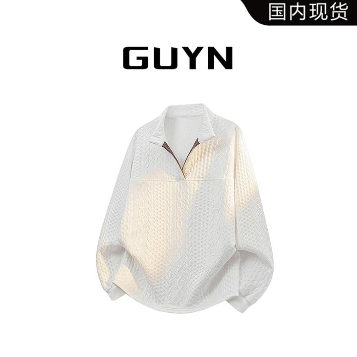 【品牌现货】GUYN美式日系卫衣秋季新款宽松休闲肌理感小众针织上衣