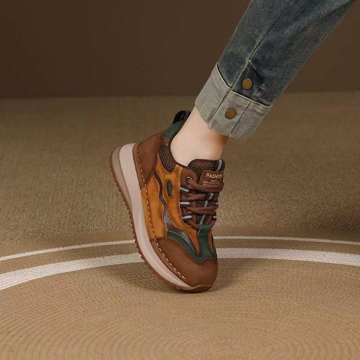 秋冬厚底复古百搭休闲鞋撞色软底阿甘鞋女
